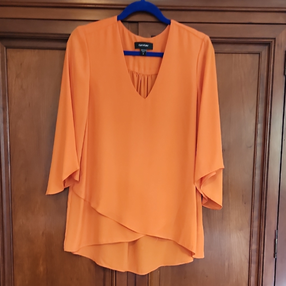 Karen Kane Women's Bright Orange Layered Blouse